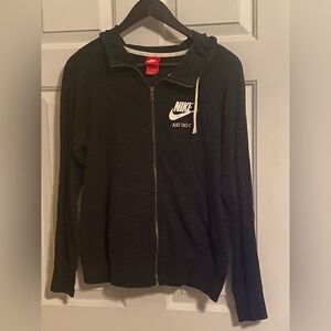 Nike Charcoal Zip-Up Hoodie with White Logo